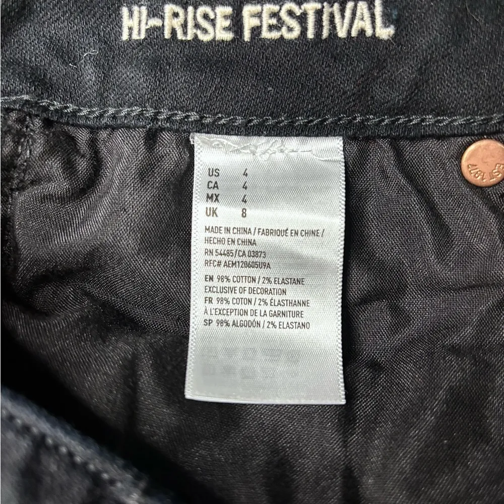 COPY - American Eagle Outfitters Women's Black Denim Shorts Hi-Rise Festival - Image 3