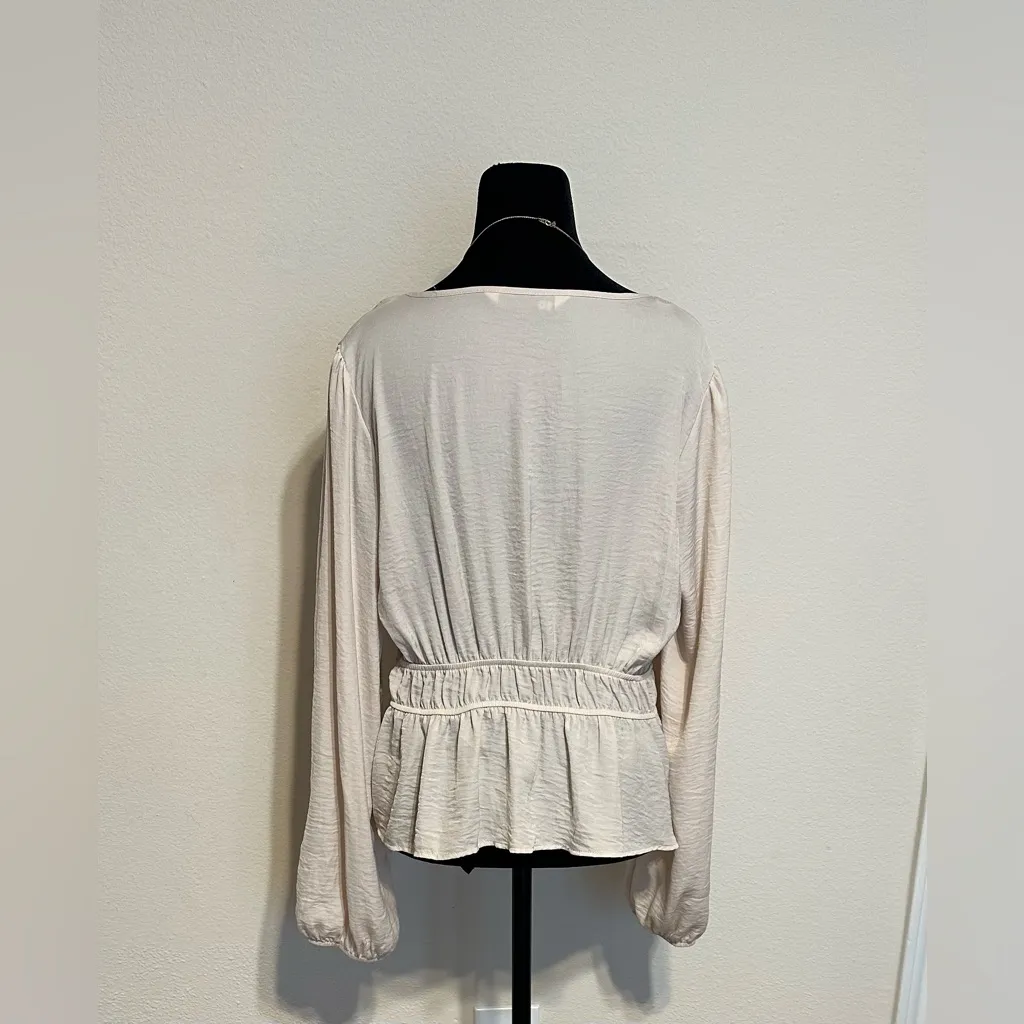 SO Women's Elegant Cream Blouse with Waist Tie - Image 2