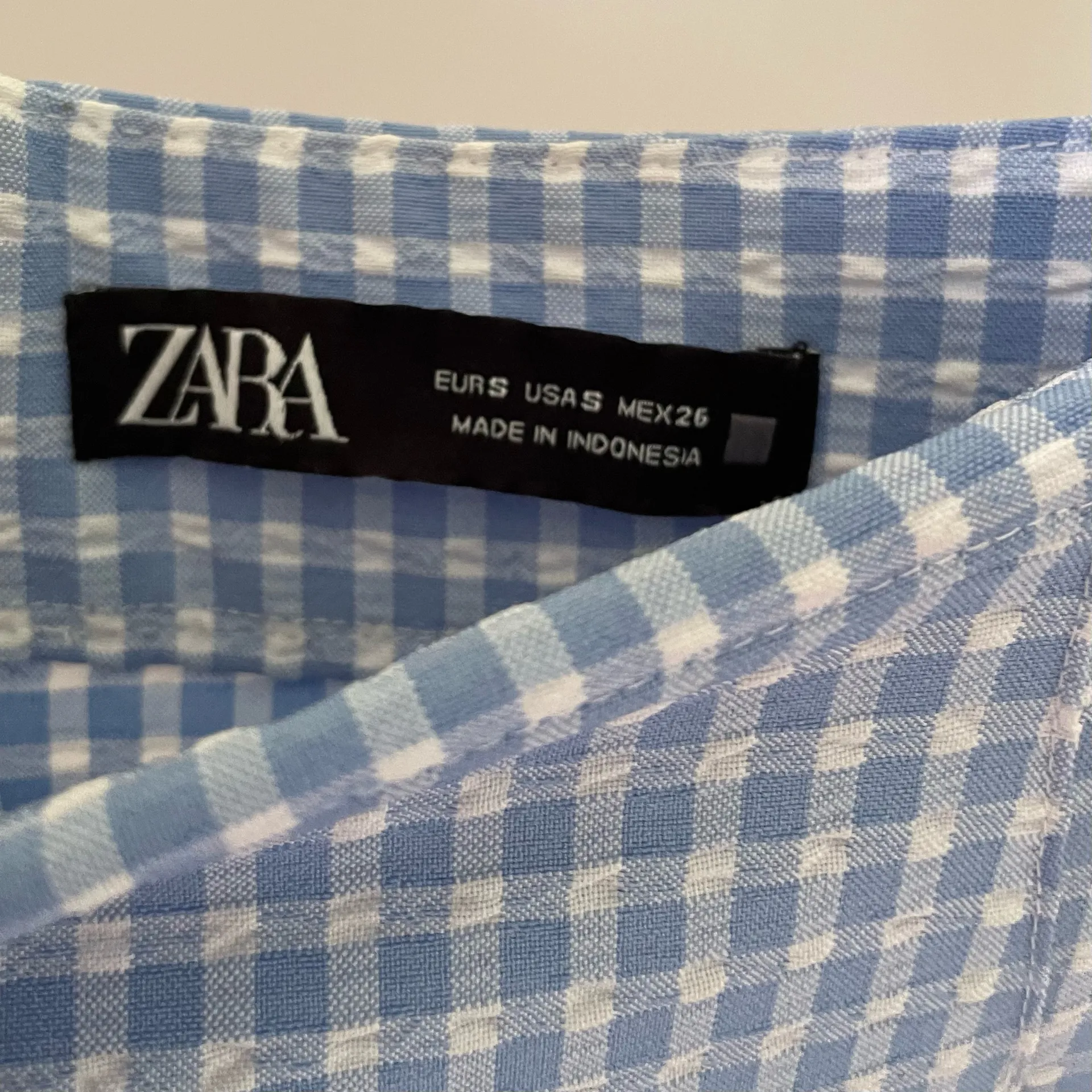 Zara Gingham Pleated Skort Skirt in Sky Blue - S - Image 7