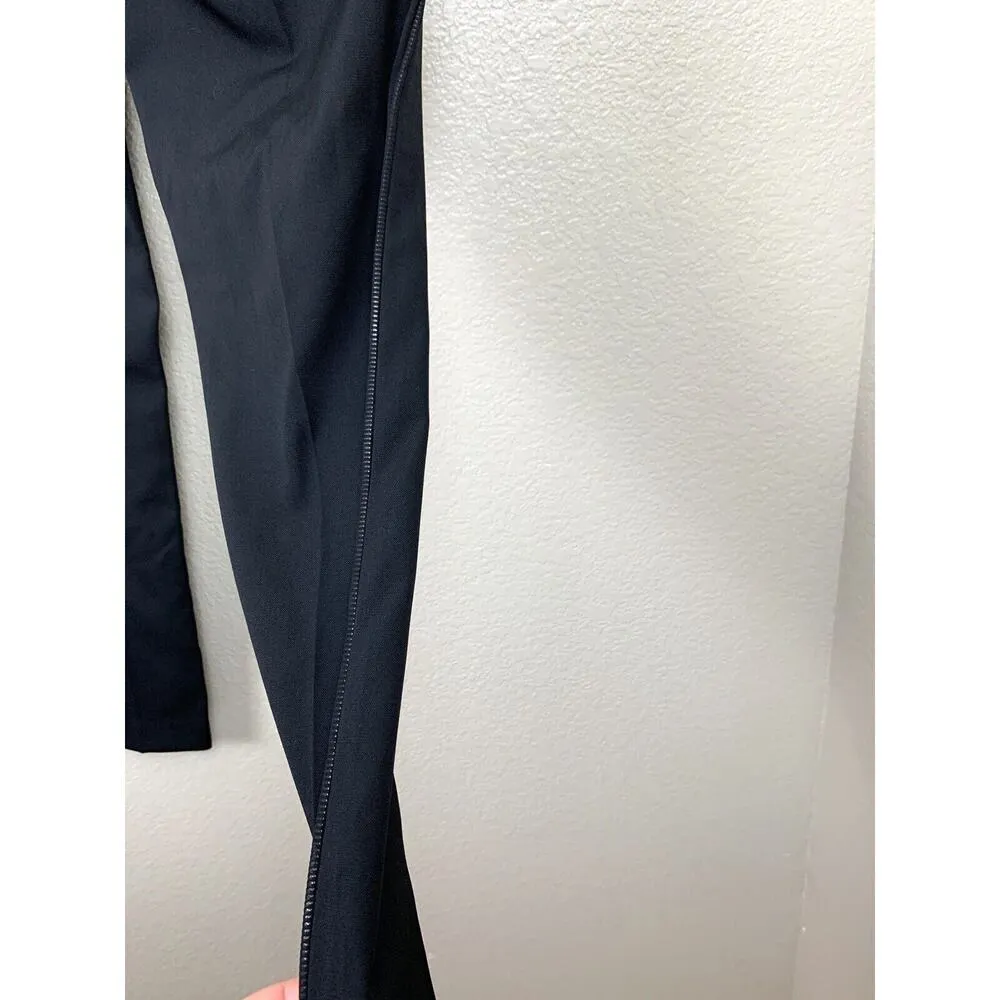 Theory Tassa Slim Trouser Pant Size 4 Black Side Zipper Mesh Wool Blend - Image 5