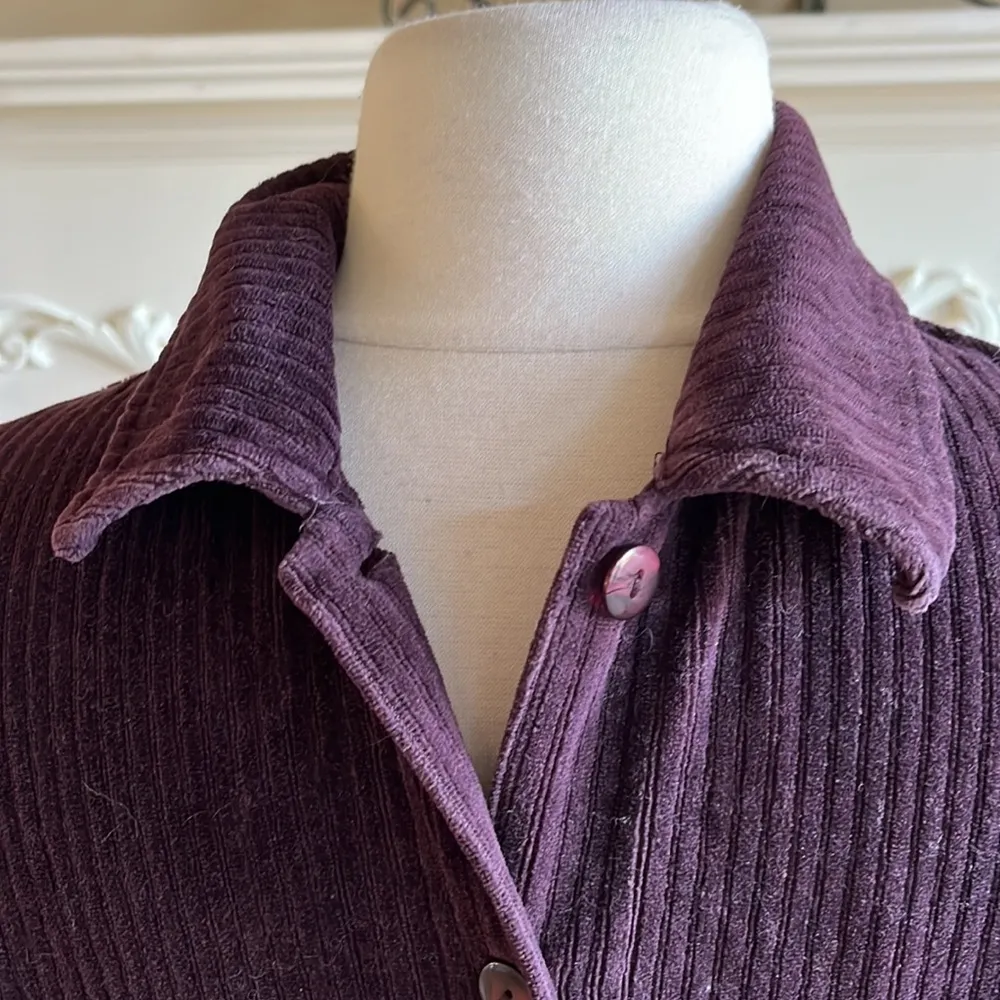 Velour Button Down Front Shirt Jacket Purple Eggplant Womens M Size M - Image 11