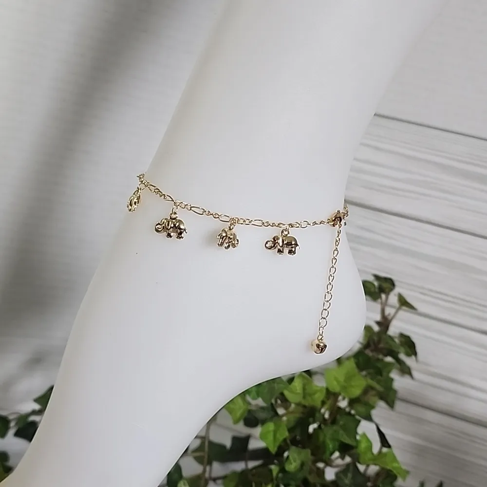 Boho Elephant Charm Ankle Bracelet Anklet Gold Filled New - Image 3