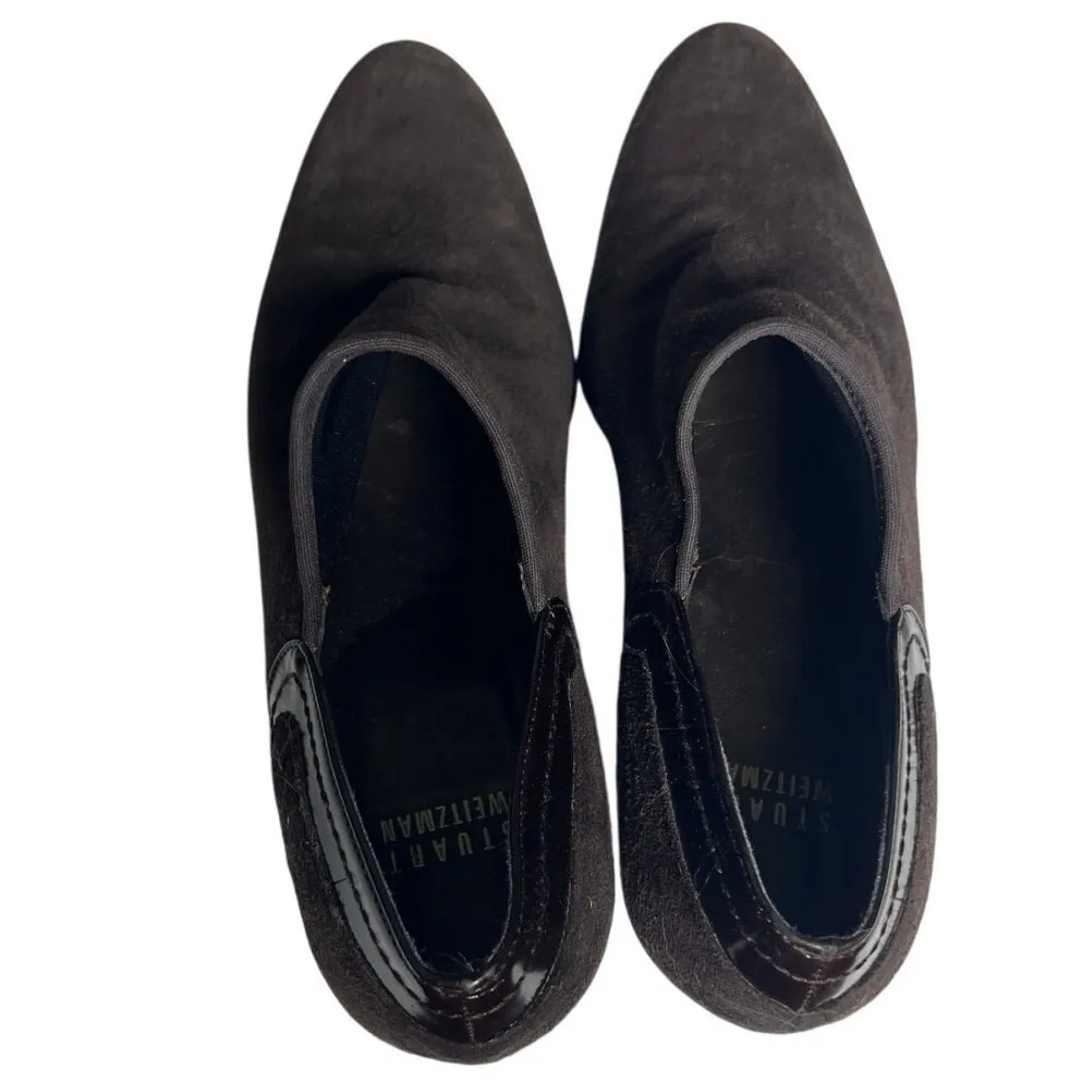 Stuart Weitzman High-Vamp Suede Heeled‎ Loafers Ankle Booties - Image 4