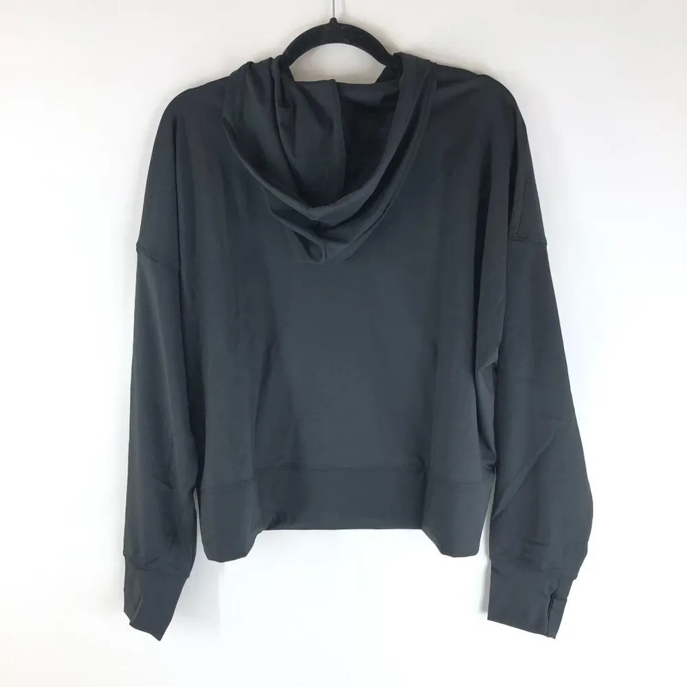 Ideology Womens Hoodie Pullover Pockets Thumbholes Black L - Image 2