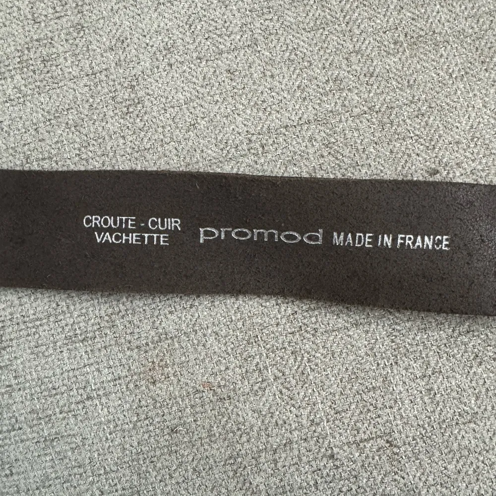 PROMOD Vintage Woman’s‎ Made In France Brown Split Leather Cowhide Belt Size 34” Gold - Image 5