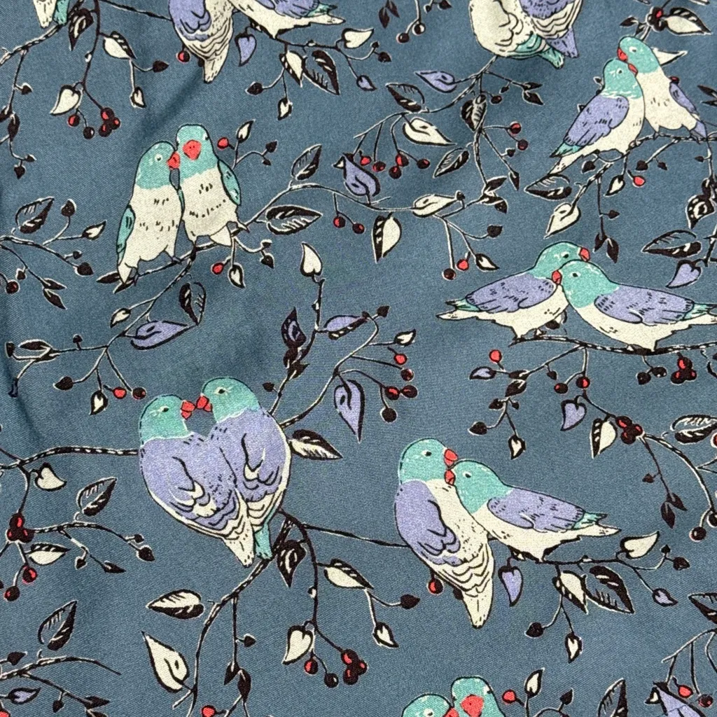 Emily and Fin Bird Print Sleeveless Midi Dress Blue XS - Image 11