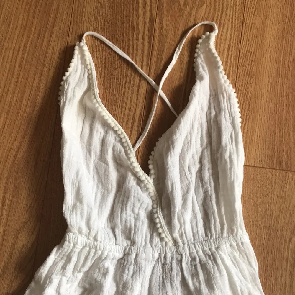 Anthropologie White Tassel Romper - Image 3