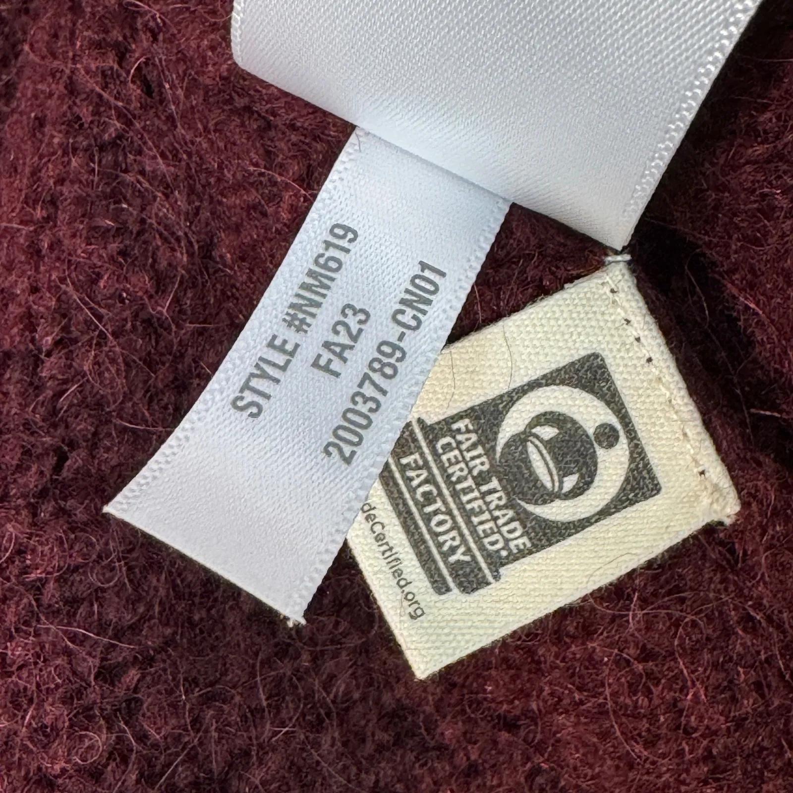 Madewell Alpaca Blend Fuzzy Sweater Women's Small Burgundy Collared Pullover - Image 5