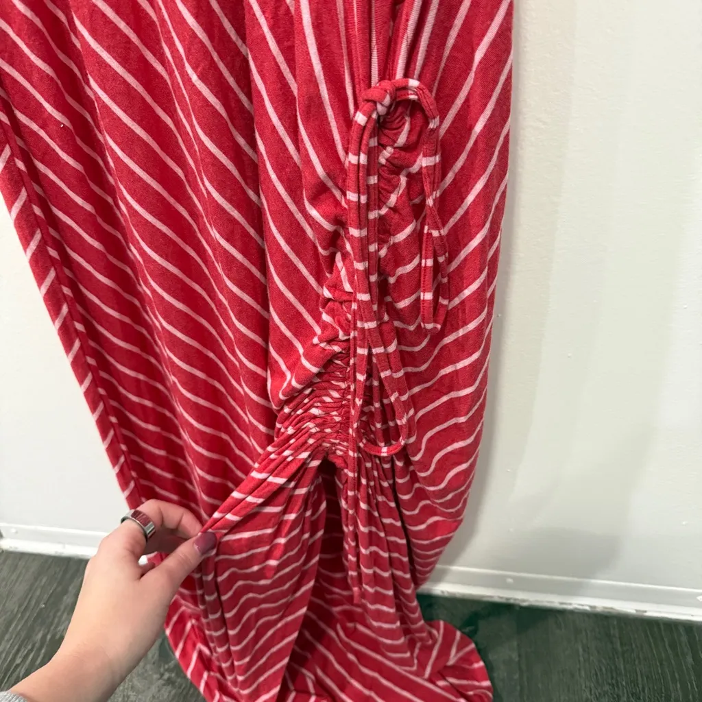 Athleta  Red and White Dusty Shark Bite Striped Maxi Dress - Image 4