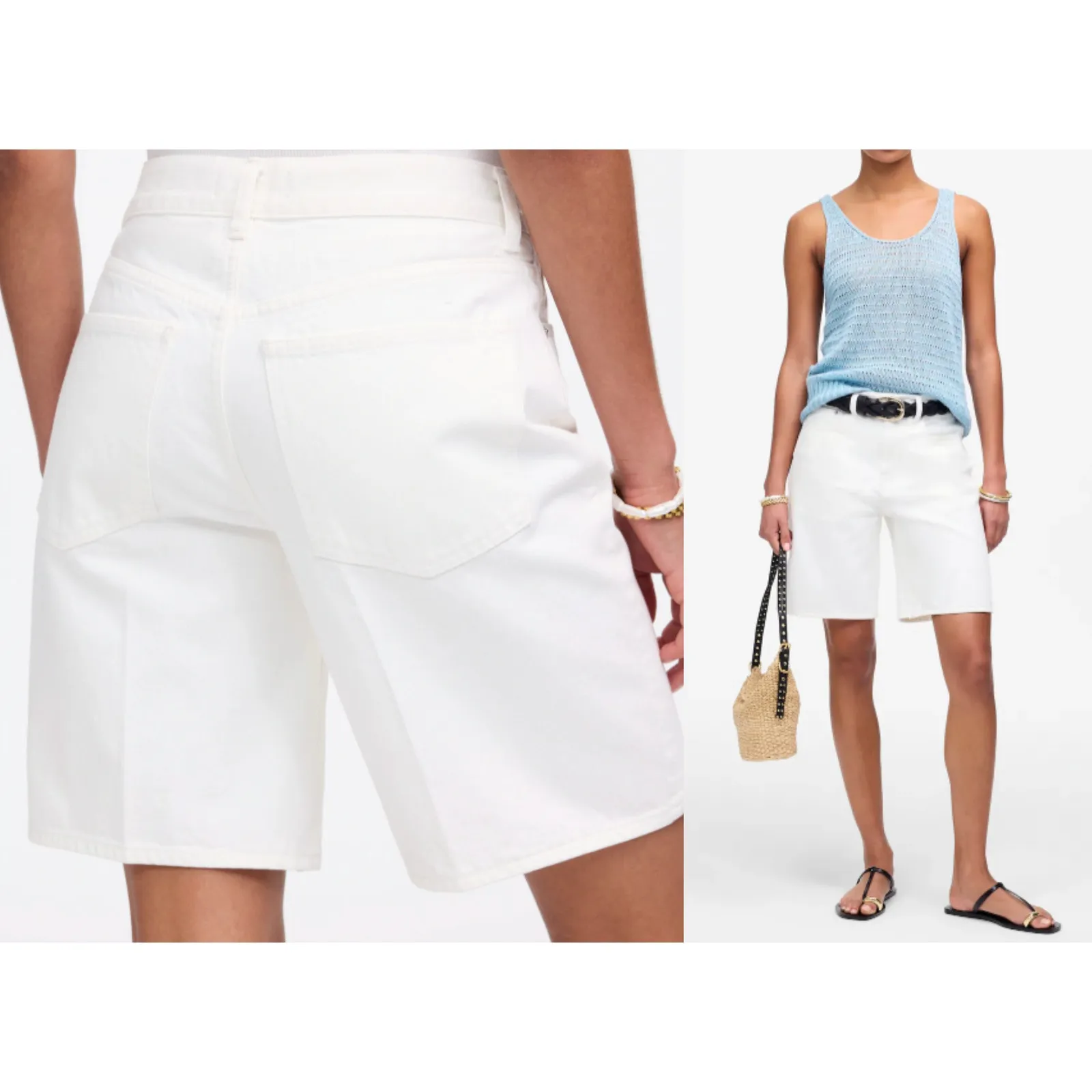 Madewell | NWT The 1997 Denim Bermuda Short in Pure White | Sz 32 - Image 2