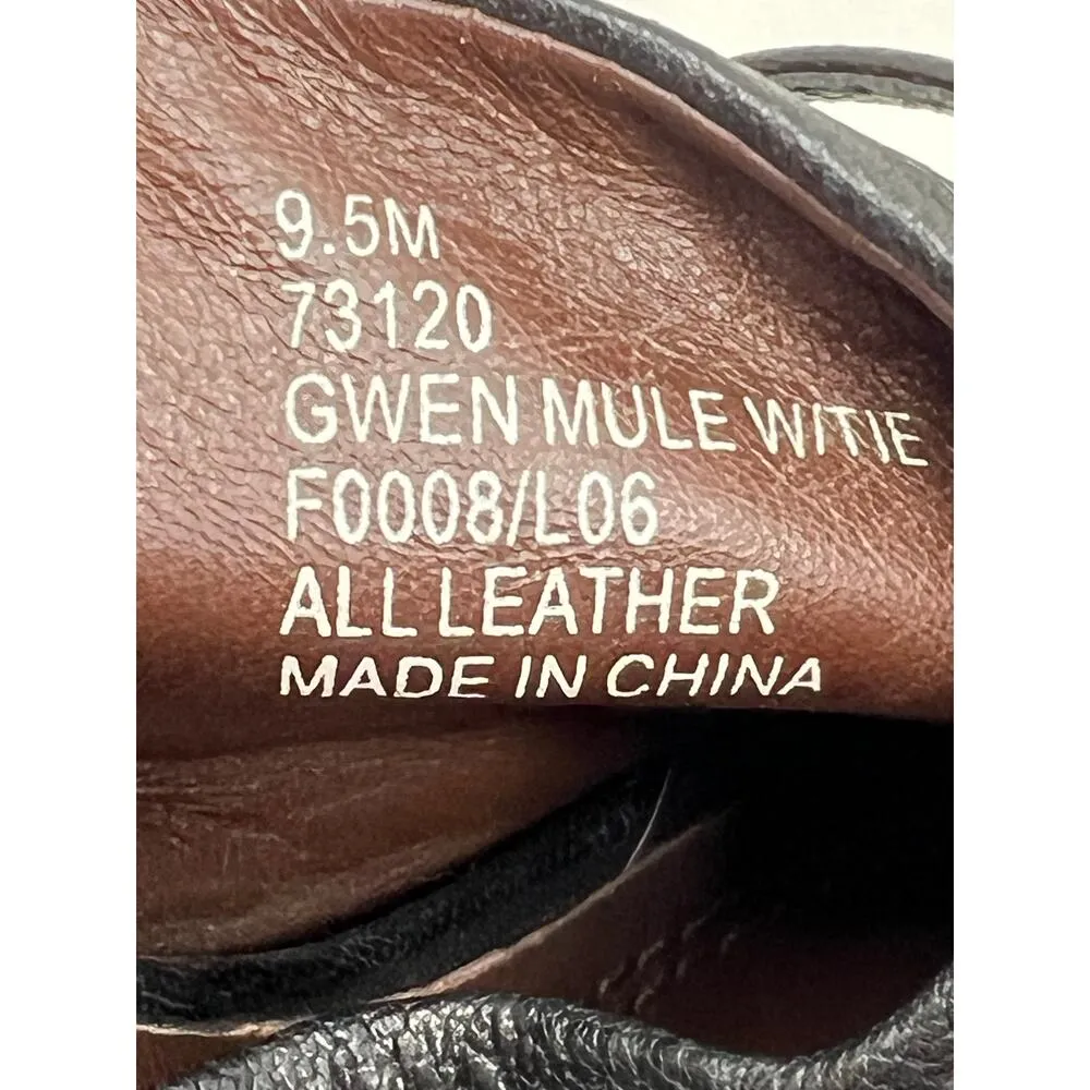 Frye Gwen Ruched Peep Toe Wedge Mule Heels in Black 9.5 - Image 8