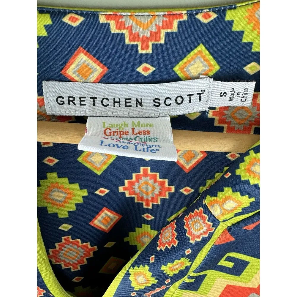 GRETCHEN‎ SCOTT JERSEY SPLIT NECK DRESS OBEROI AZTEC SOUTHWESTERN GEOMETRIC SZ S - Image 2