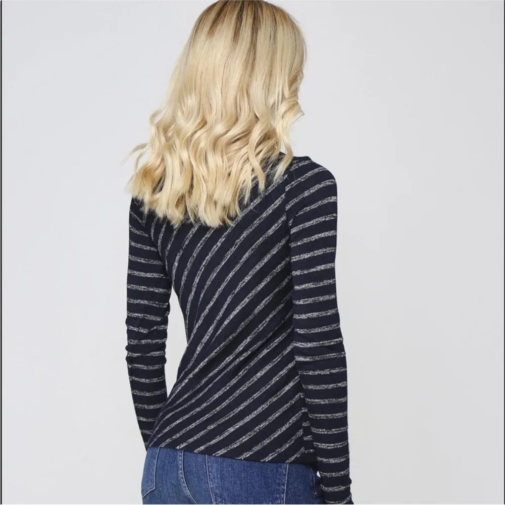 Rag & Bone Landon Navy Black Stripe Turtleneck - Image 2