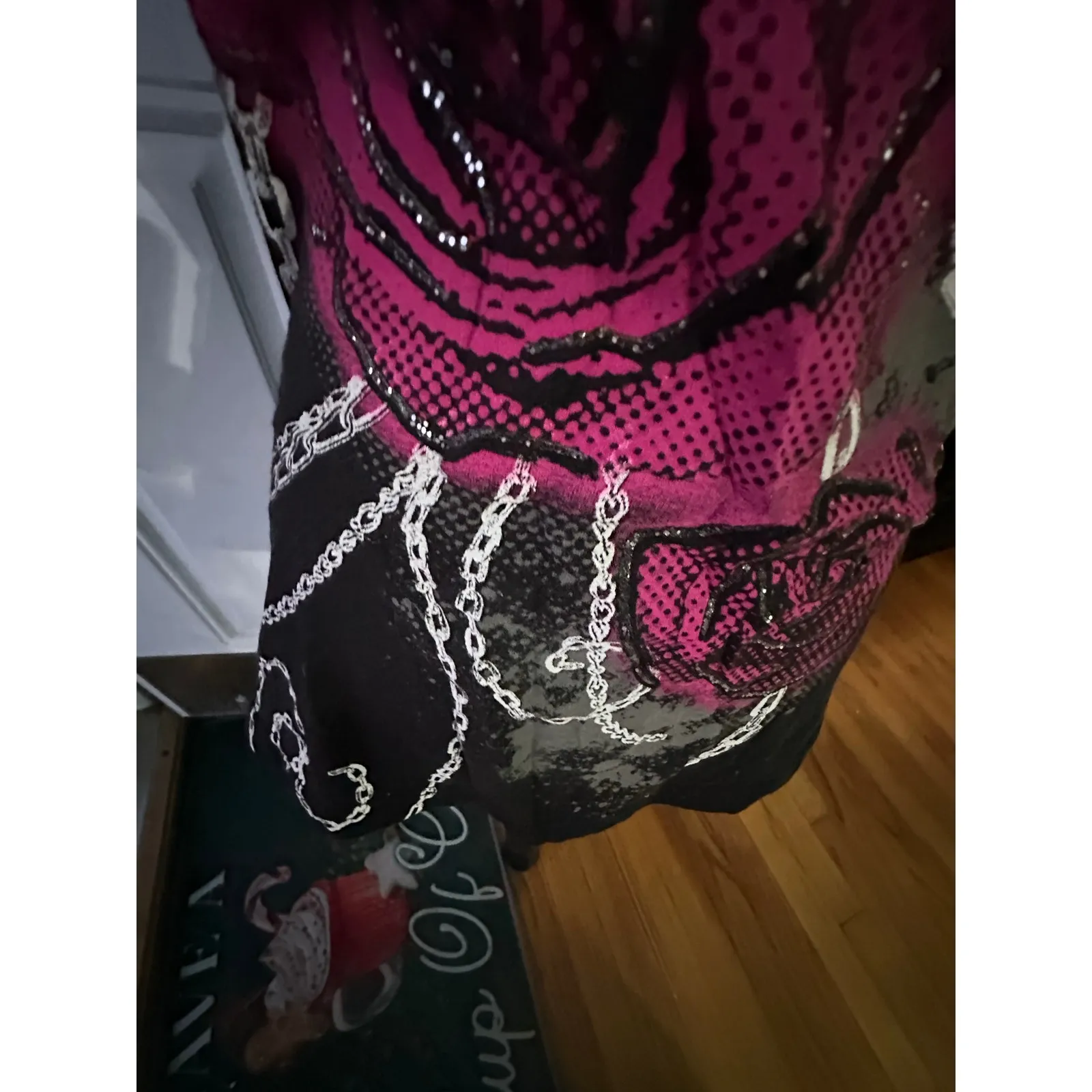 Belle du Tour Pink Rose Graphic Y2K Black T-Shirt Women’s L - Image 3