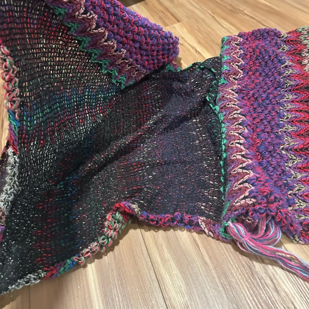 Multicolor Knit Cardigan with Tassels Hippie Bohemian One Sized Red Size undefined - Image 2