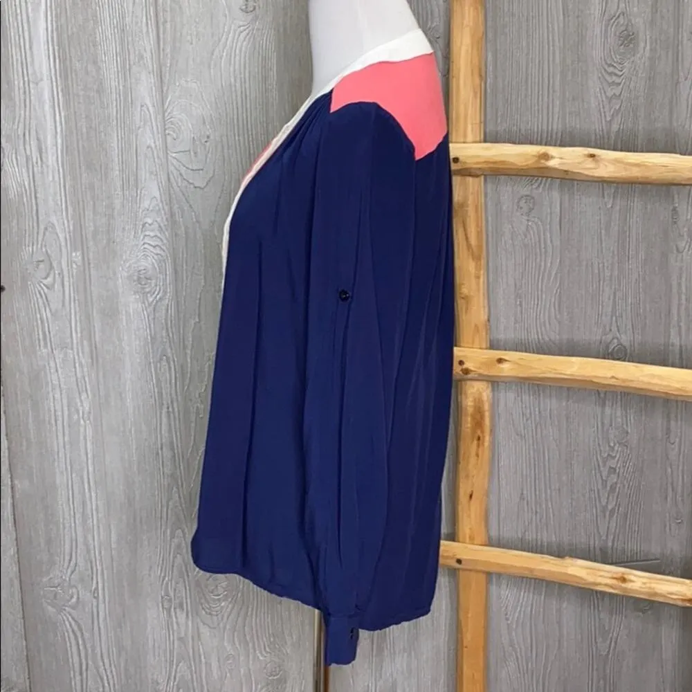 Ezra Colorblock Button Up Blouse Small - Image 3