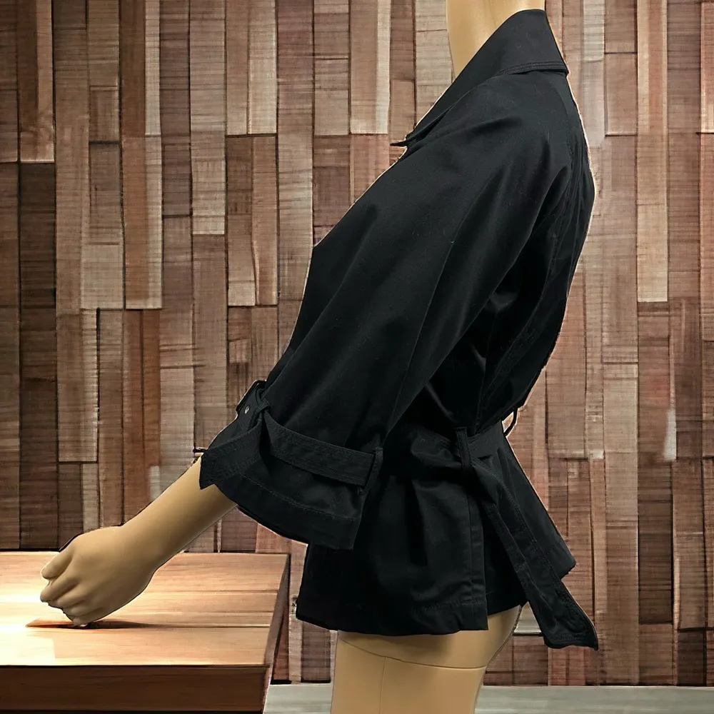 Robin Howe Black Buckle Belted 3 Quarter Sleeve Double Breasted Jacket Womens S - Image 8