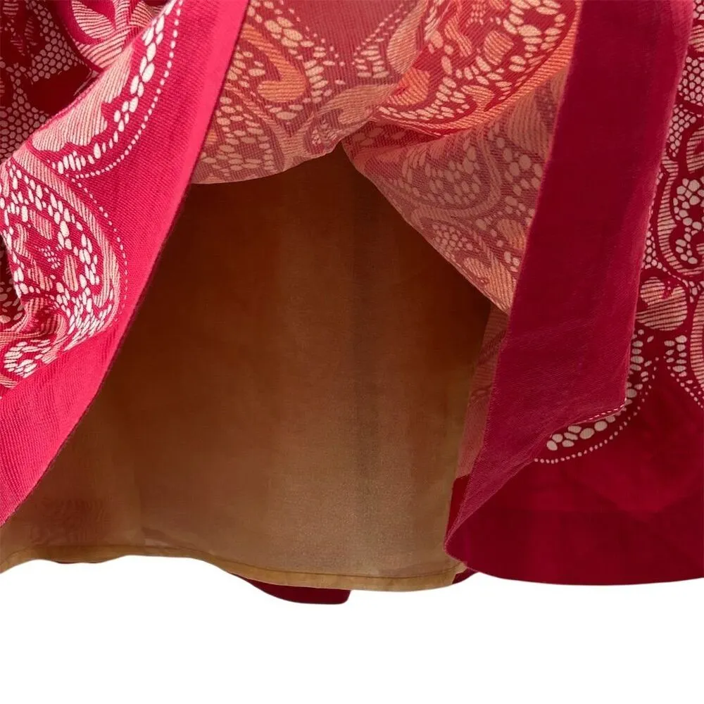 Anthropologie Yoana Baraschi Women's Floral A-Line Skirt Red Knee-Length Size 8 - Image 7