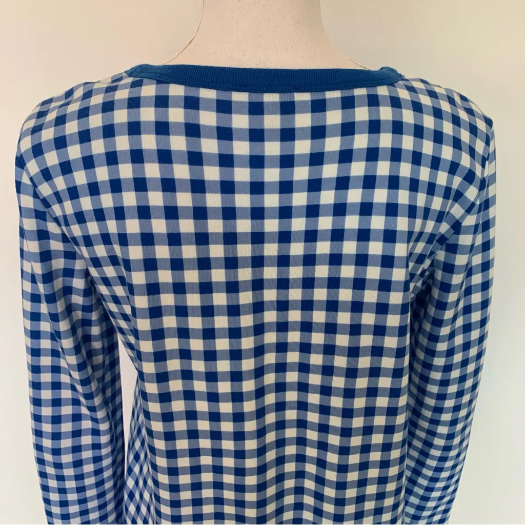 EUC Talbots Port Blue Gingham Print Crew Neck Sweatshirt Size S - Image 10