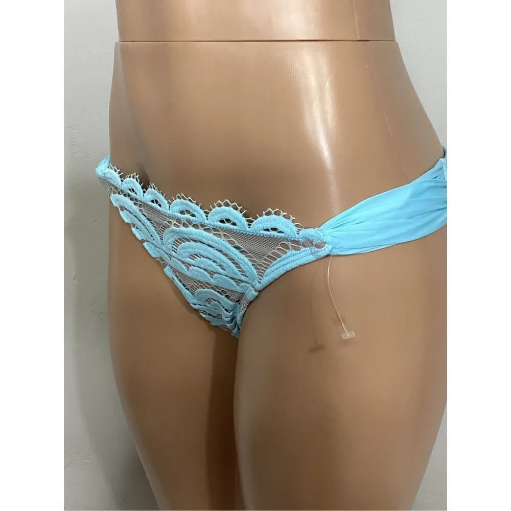 New. Pilyq lace crystal blue fanned teeny bikini bottom. XS - Image 8