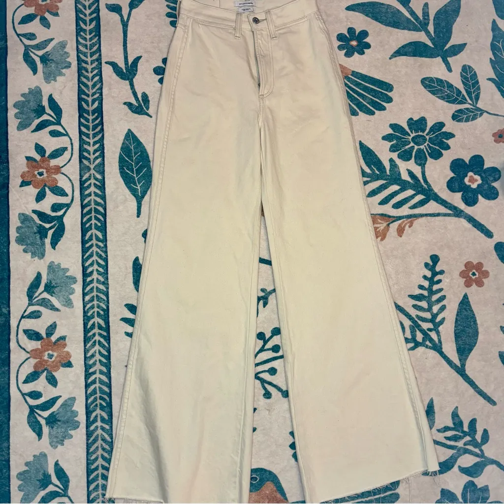 Studio R330 Rigid Wide Leg Ecru Jeans Size 24 - Image 4