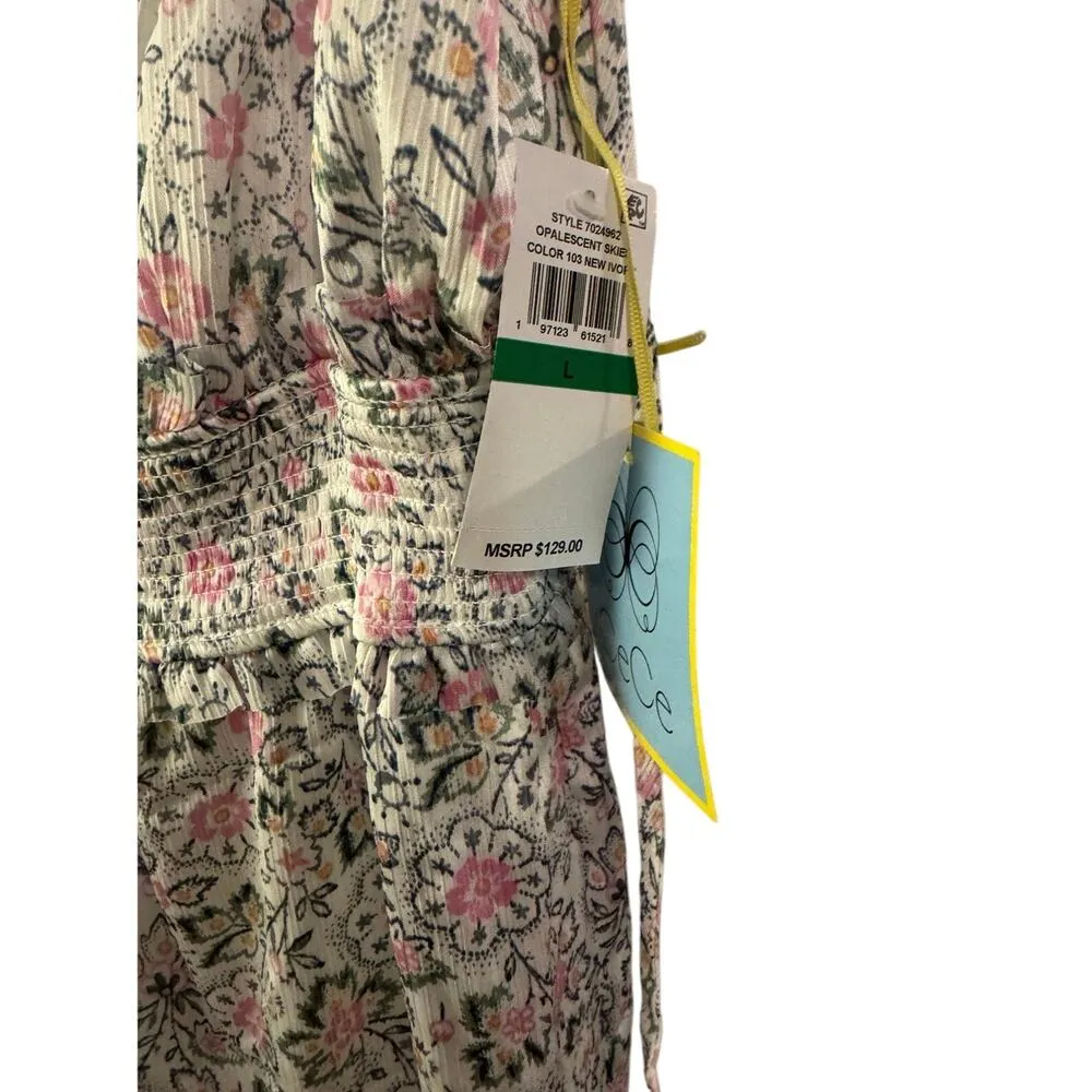 CECE Floral Sleeveless Smocked Waist Jumpsuit Size L New with Tag MSRP $129 - Image 15