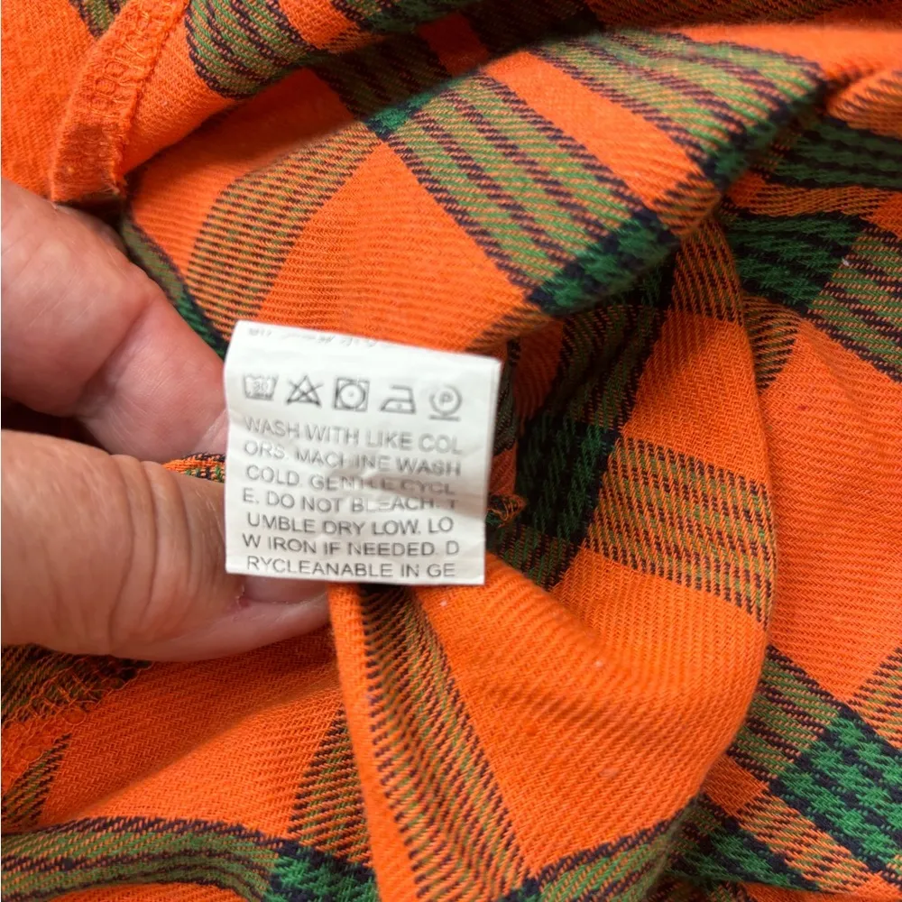 SHEIN 2X Classic Flannel Plaid Shirt in Green n Orange - Image 7
