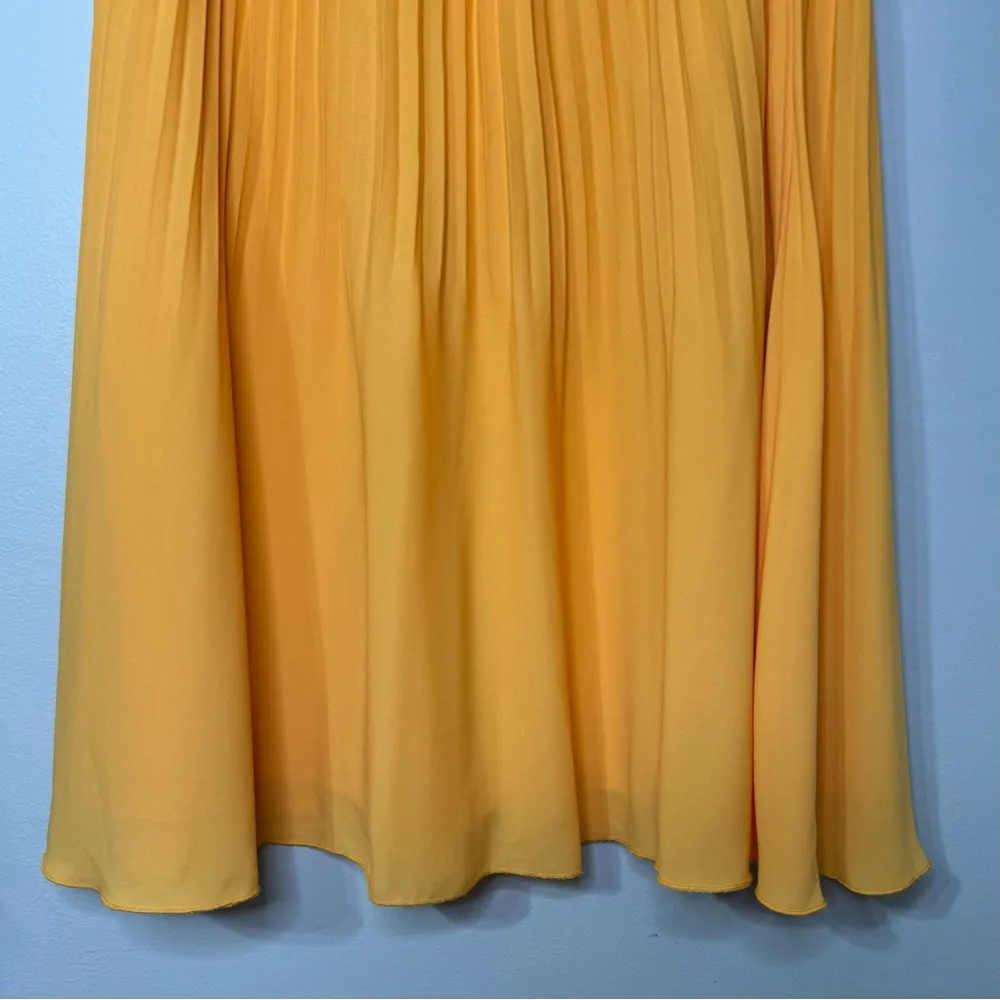 J. Crew Pleated High Rise Midi Skirt Elastic Waist Pull On Saffron Yellow Size 8 - Image 4