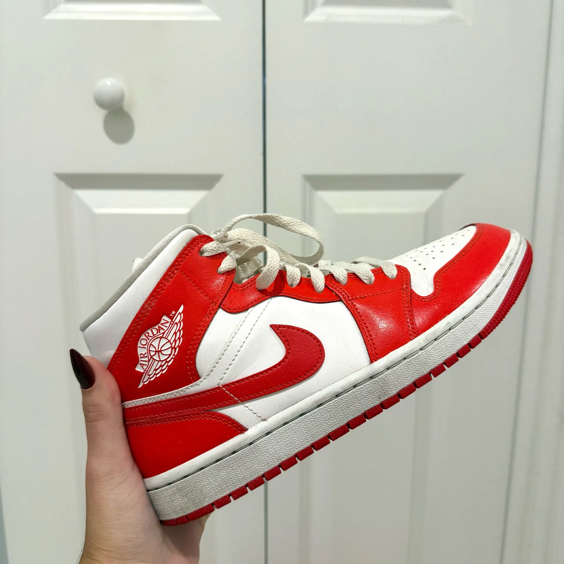 Jordan Air 1 Nike Mid Sneakers Habanero Women’s Red - Image 2