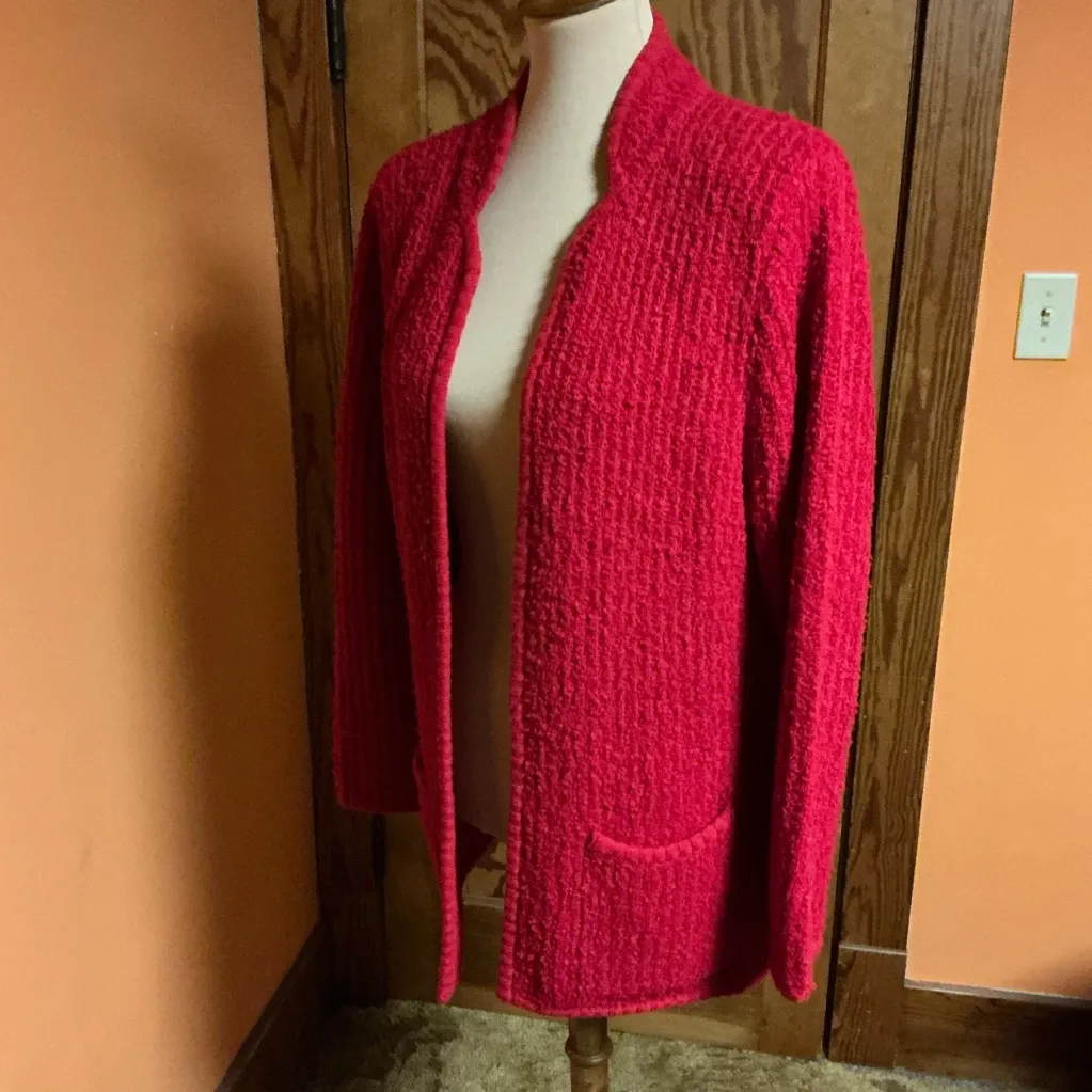 Vtg 80s Bright Red Objectives Fuzzy Cardigan Size XL - Image 10