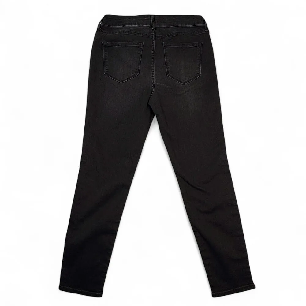 Old Navy Rockstar Mid Rise Skinny Jeans Black Whiskering Women's 10 - Image 2