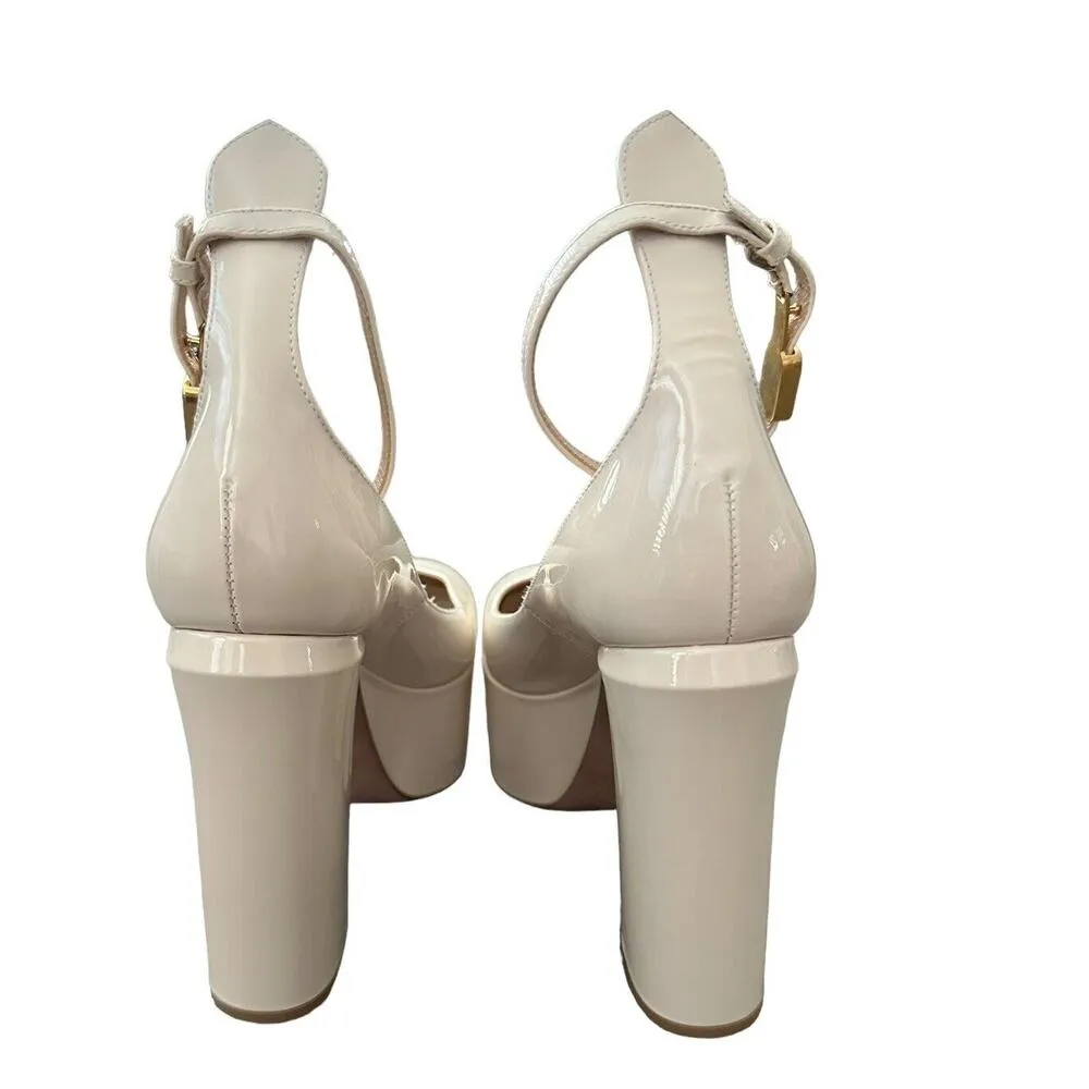 Valentino Womens Ivory Patent Leather Tan - Image 8
