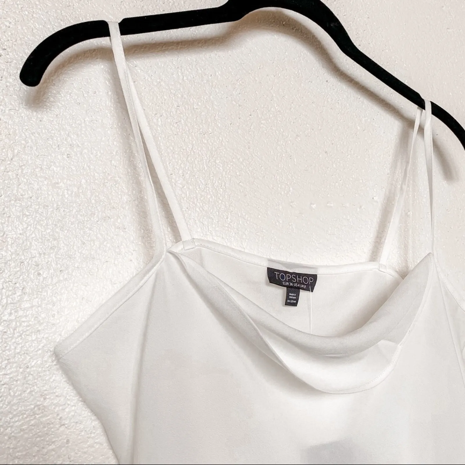Topshop Sheer Cowl Neck Cami Top White Size 4 - Image 3