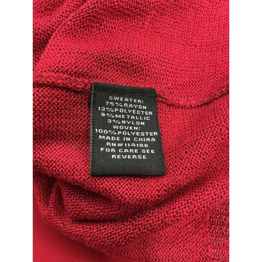 Womans. Ver Ve Ami Pullover Sweater Attached Tank Top Small Red Open Back - Image 4