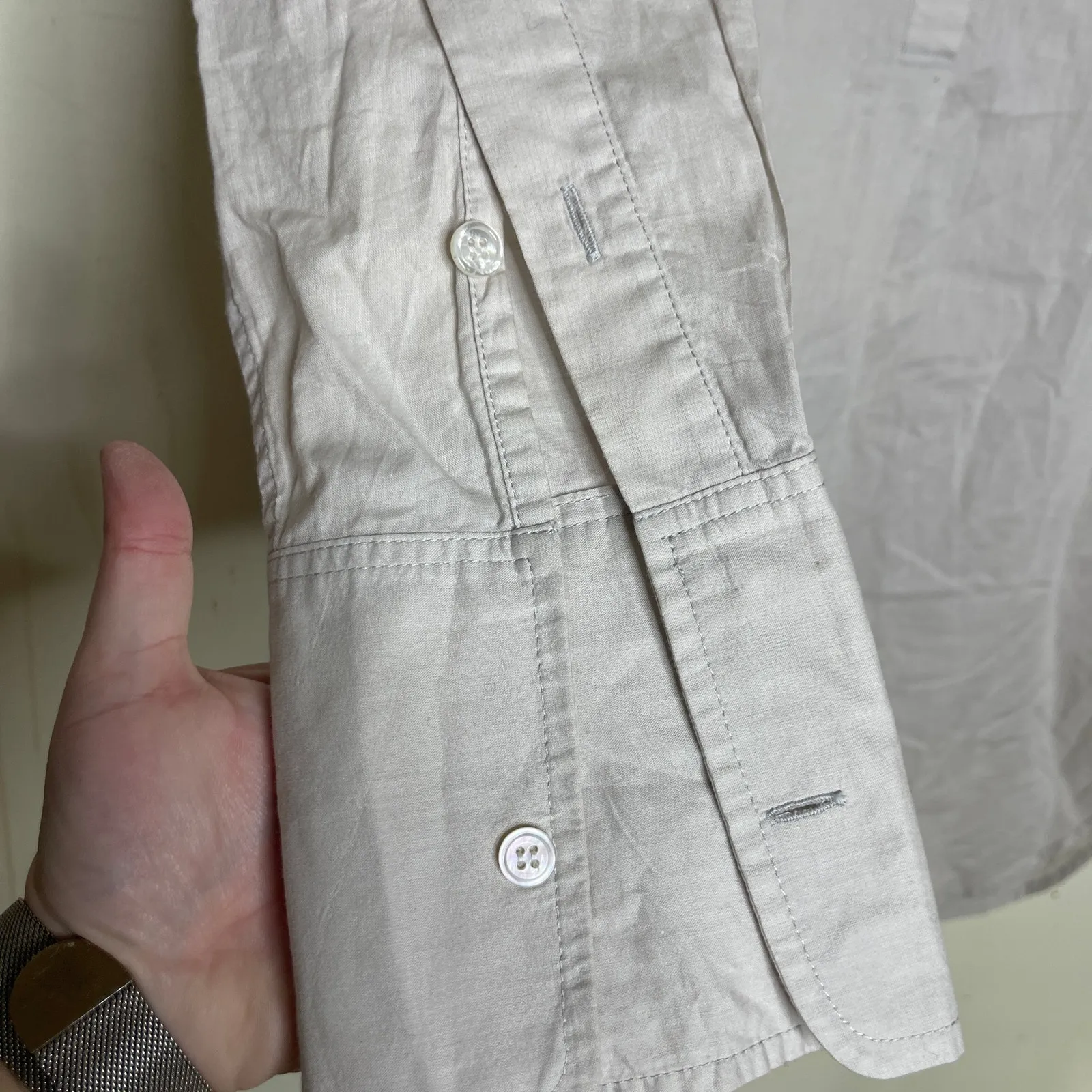 Michelle Farmer Taupe lightweight silk blend tunic shirt dress sz M Size M - Image 9