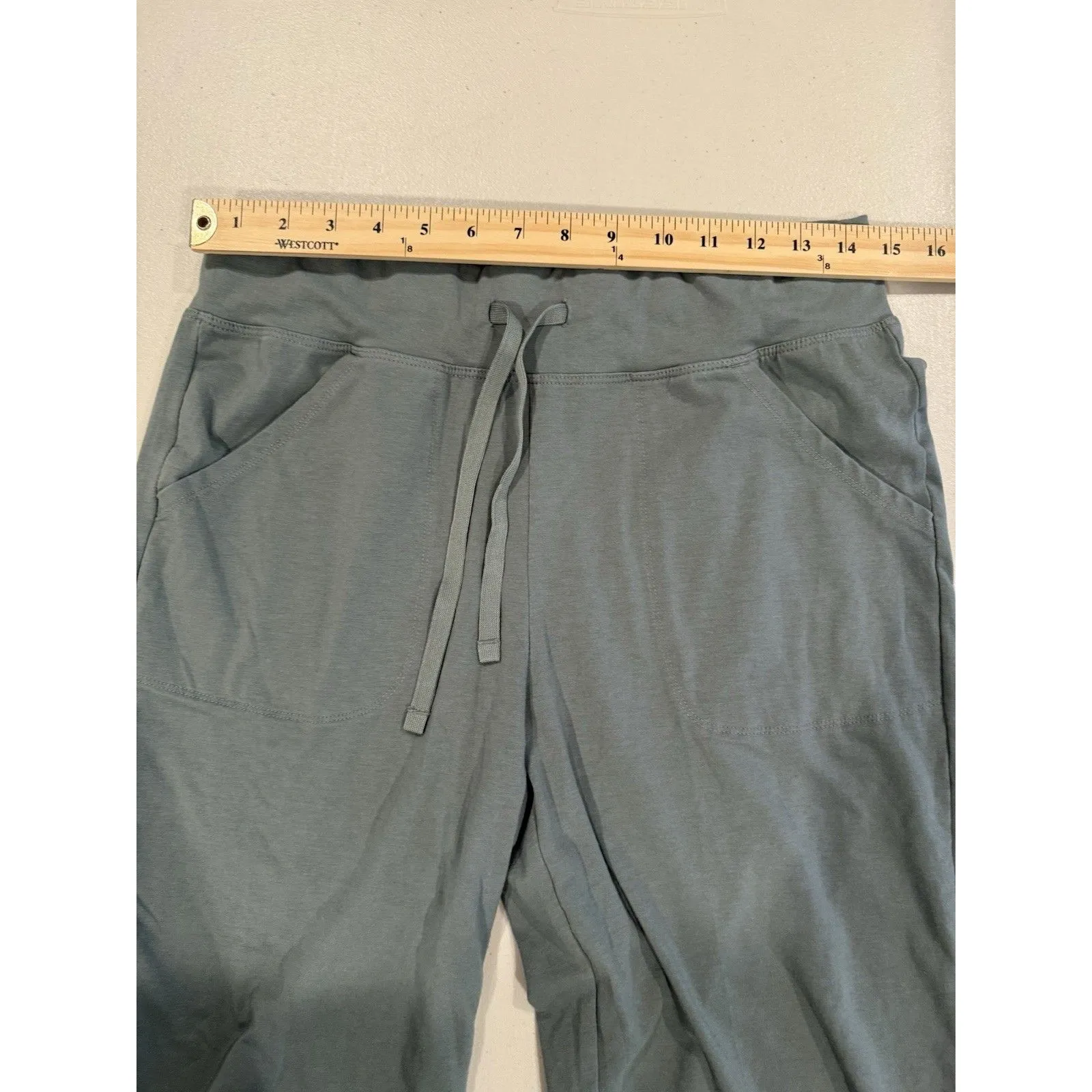 Athletic Works Drawstring Pants Womens Medium Petite Green Straight Leg Pockets - Image 7