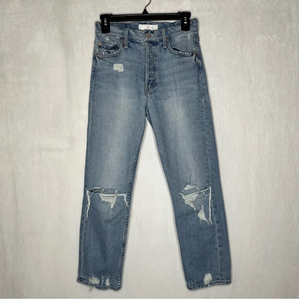 Mother Superior The Tomcat High Waisted Straight Crop Jeans Blue Size 26 - Image 4