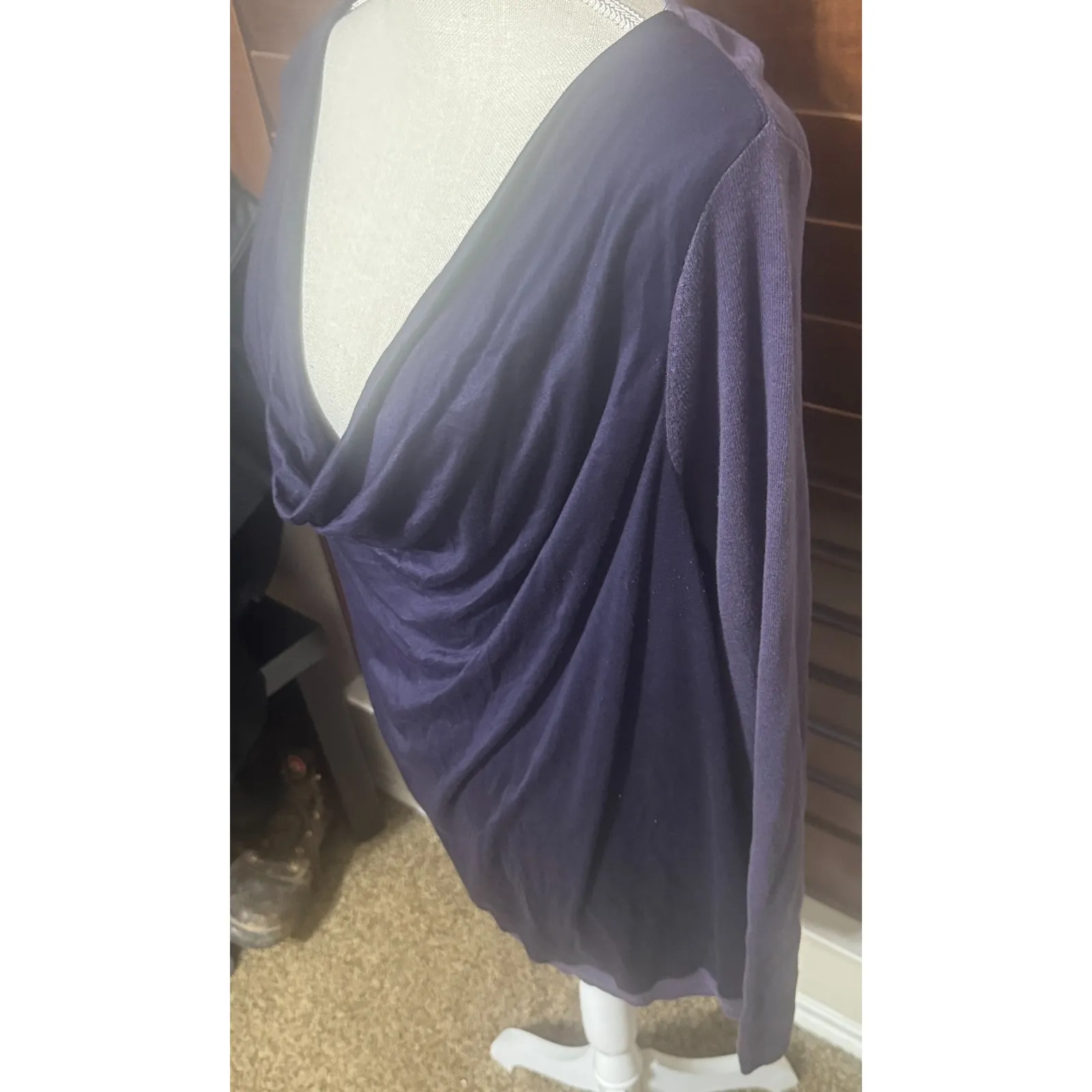 Gap Shirt Purple Cowl Drape neck Long Sleeve Women’s Top luxe knit sz XL - Image 3