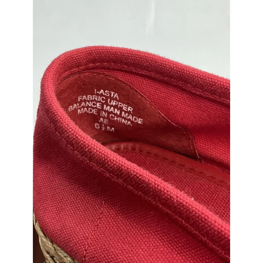 Womans Easy Spirit Asta Size 6.5 M Red Canvass Slip On Espadrille Wedge Shoes - Image 7