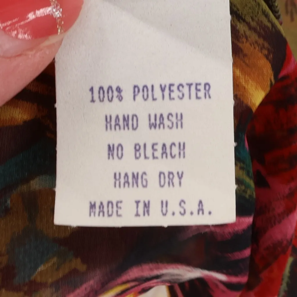 Vintage Floral Chiffon Scarf Sheer Wrap Autumn Cottage Boho 68x13.75 Made in USA - Image 3