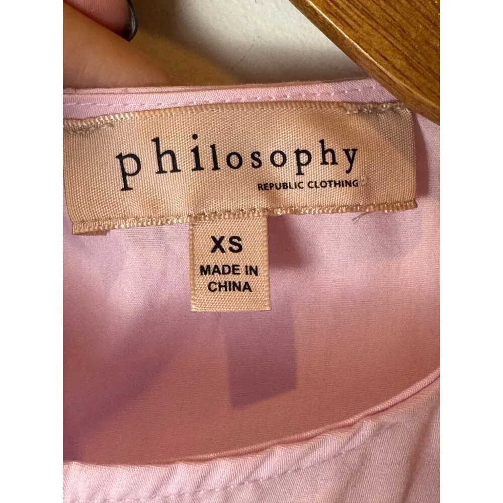 Philosophy Shirt Women XS Pink Cotton Pretty‎ In Pink Pearl Bell Sleeve Top - Image 7