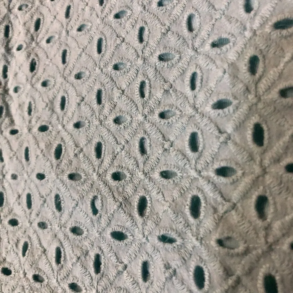 Croft & Barrow Top Womens S Used Blue Eyelet Some Wash Wear - Image 5