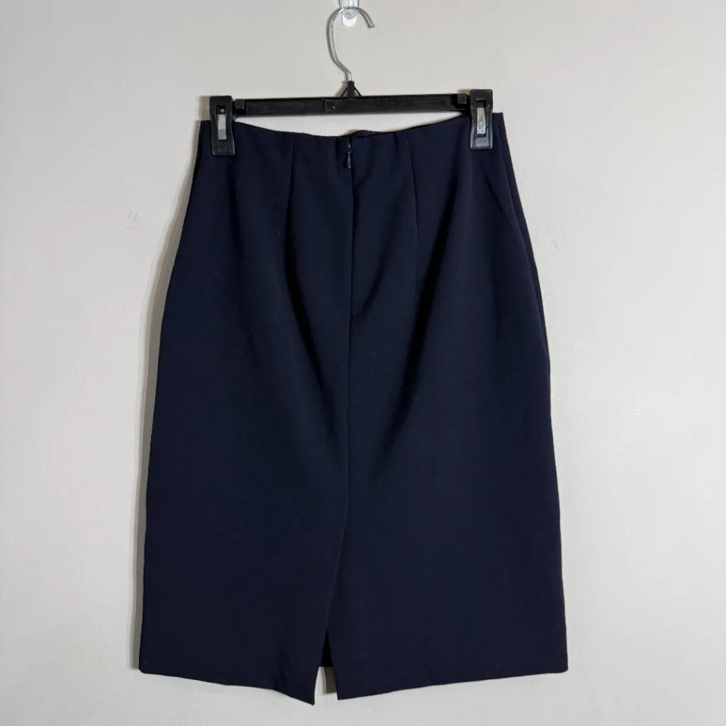 Vince Seamed Front Pencil Skirt Women's 0 Navy Blue Slit Career Minimalist NWT - Image 5