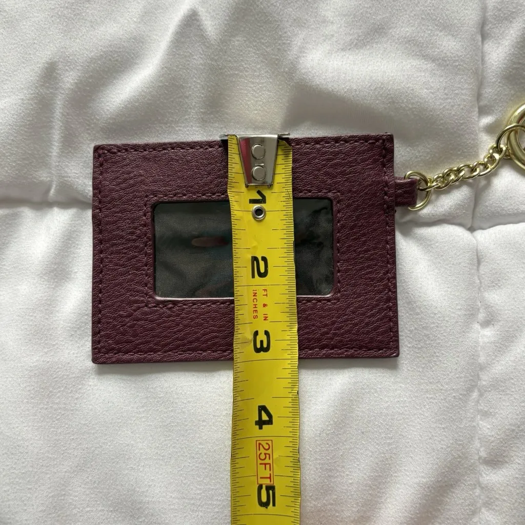 Steve Madden Card Case Burgundy Purple ID Holder Gold Keyring Small - Image 4