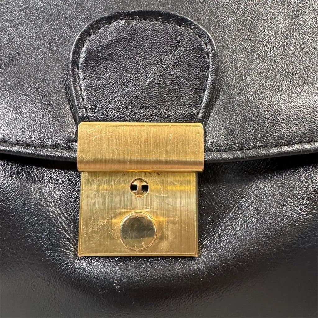 Vintage Black Leather Briefcase Attache Bag - Image 2