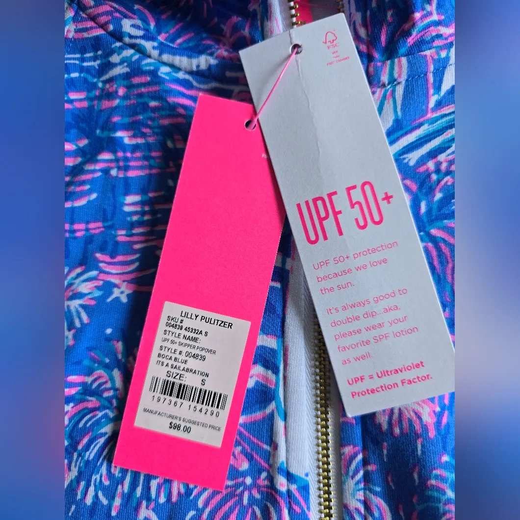 Lilly Pulitzer UPF 50+ Skipper Popover Boca Blue Its A Sailabration Size S - Image 13