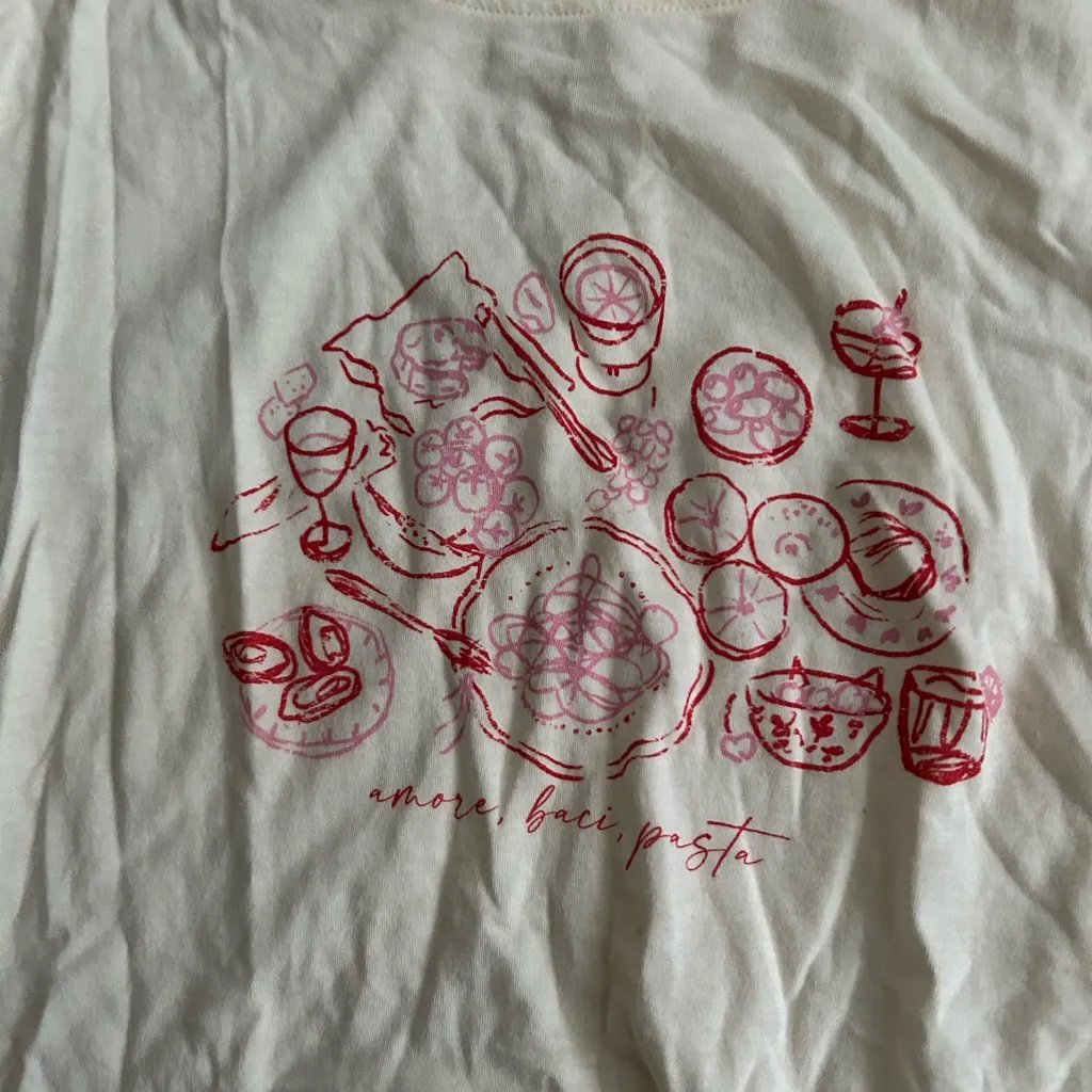 C&C California amore baci pasta Casual White Graphic Women Top large - Image 2