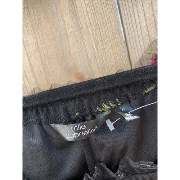 MLLE GABRIELLE floral summer day beach dress Sz‎ XL black sheer embroidered - Image 5