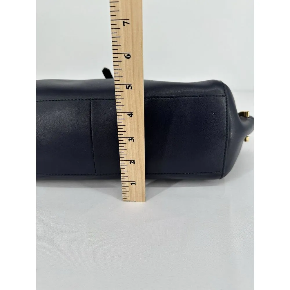 ZAC ZAC POSEN Dark‎ Blue Folded Gusset Leather Tote Bag Purse - Image 5