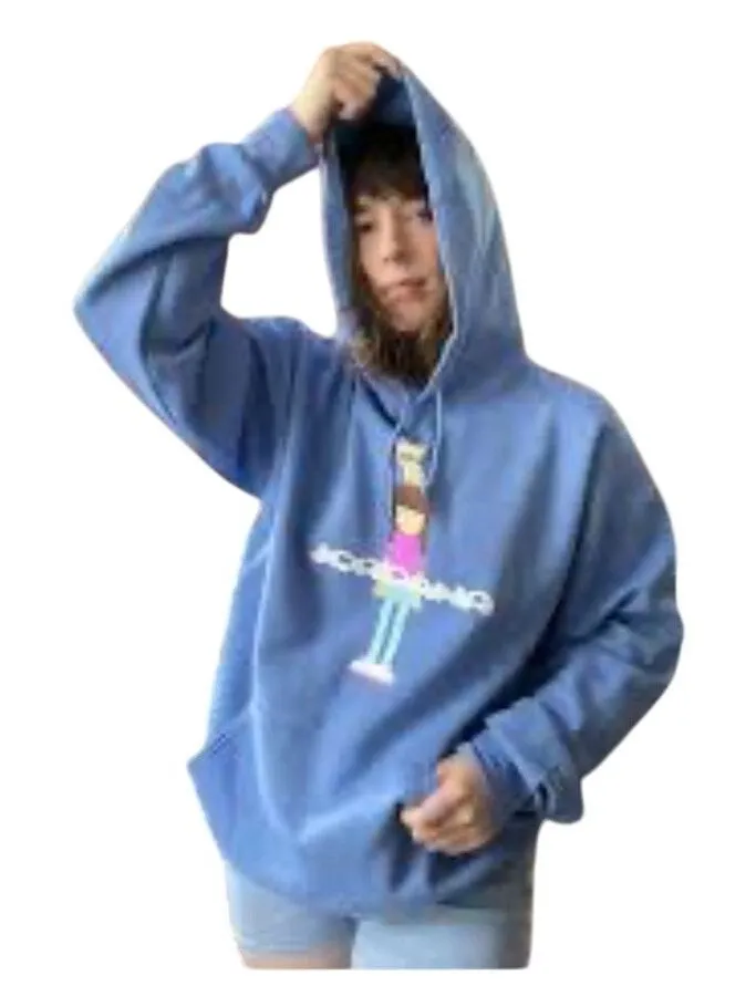 Jordana Autographed Blue Hoodie Long Sleeve Lightweight Sweatshirt‎ Size Medium - Image 1